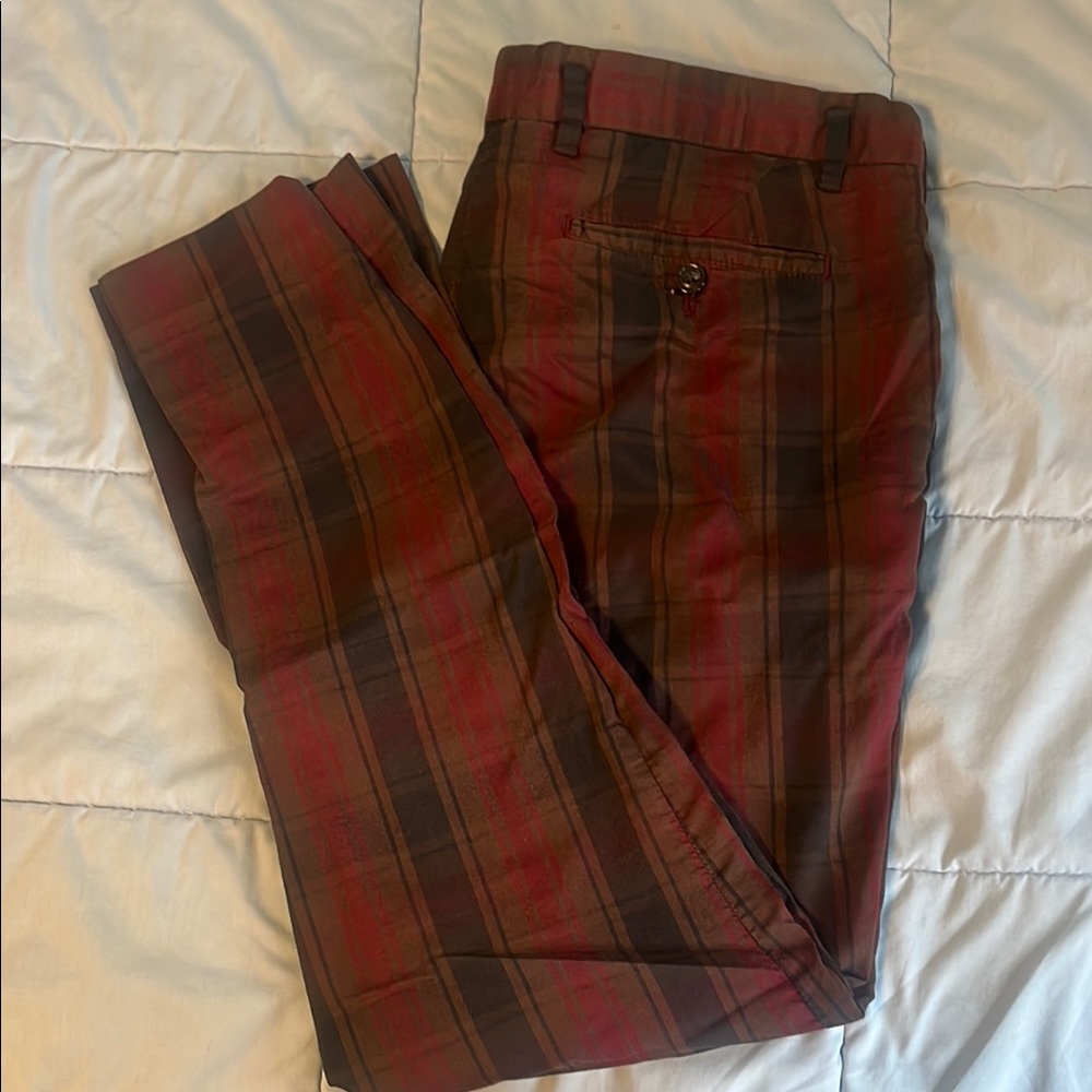 Men's Plaid Pants - Red and Brown